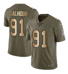Men's Nike Oakland Raiders #91 Shilique Calhoun Limited Olive/Gold 2017 Salute to Service NFL Jersey