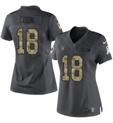 Women's Nike Oakland Raiders #18 Connor Cook Limited Black 2016 Salute to Service NFL Jersey