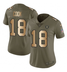 Women's Nike Oakland Raiders #18 Connor Cook Limited Olive/Gold 2017 Salute to Service NFL Jersey