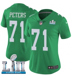 Women's Nike Philadelphia Eagles #71 Jason Peters Limited Green Rush Vapor Untouchable Super Bowl LII NFL Jersey