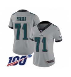 Women's Philadelphia Eagles #71 Jason Peters Limited Silver Inverted Legend 100th Season Football Jersey
