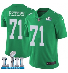 Youth Nike Philadelphia Eagles #71 Jason Peters Limited Green Rush Vapor Untouchable Super Bowl LII NFL Jersey