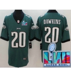 Men's Philadelphia Eagles #20 Brian Dawkins Limited Green Super Bowl LVII Vapor Jersey