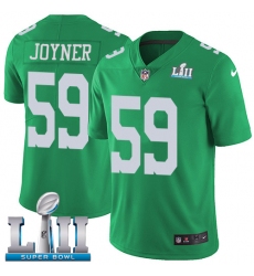 Men's Nike Philadelphia Eagles #59 Seth Joyner Limited Green Rush Vapor Untouchable Super Bowl LII NFL Jersey
