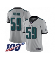 Men's Philadelphia Eagles #59 Seth Joyner Limited Silver Inverted Legend 100th Season Football Jersey