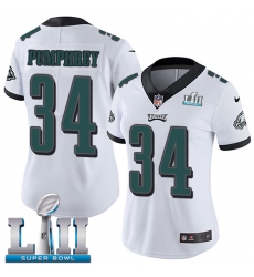 Women's Nike Philadelphia Eagles #34 Donnel Pumphrey White Vapor Untouchable Limited Player Super Bowl LII NFL Jersey