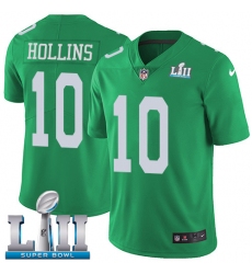 Men's Nike Philadelphia Eagles #10 Mack Hollins Limited Green Rush Vapor Untouchable Super Bowl LII NFL Jersey