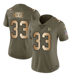 Women's Nike Pittsburgh Steelers #33 Merril Hoge Limited Olive/Gold 2017 Salute to Service NFL Jersey