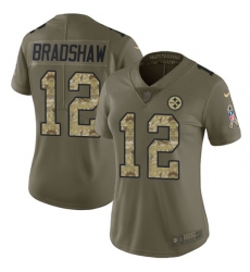 Women's Nike Pittsburgh Steelers #12 Terry Bradshaw Limited Olive/Camo 2017 Salute to Service NFL Jersey