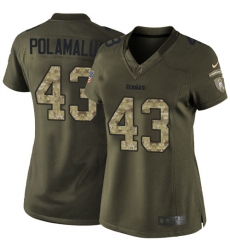 Women's Nike Pittsburgh Steelers #43 Troy Polamalu Elite Green Salute to Service NFL Jersey