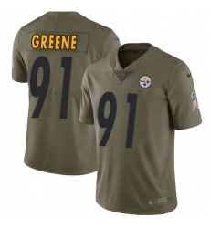 Youth Nike Pittsburgh Steelers #91 Kevin Greene Limited Olive 2017 Salute to Service NFL Jersey