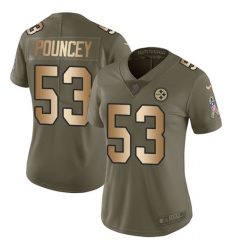 Women's Nike Pittsburgh Steelers #53 Maurkice Pouncey Limited Olive/Gold 2017 Salute to Service NFL Jersey