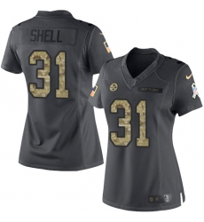 Women's Nike Pittsburgh Steelers #31 Donnie Shell Limited Black 2016 Salute to Service NFL Jersey
