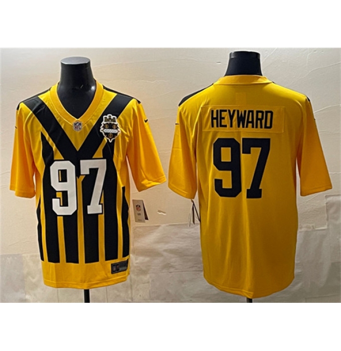 Men's Pittsburgh Steelers #97 Cameron Heyward Gold 1933 Throwback Alternate Football Stitched Game Jersey