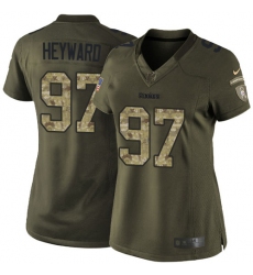 Women's Nike Pittsburgh Steelers #97 Cameron Heyward Elite Green Salute to Service NFL Jersey
