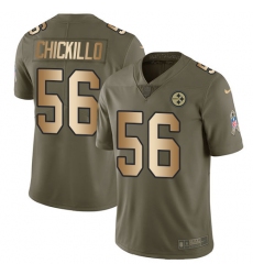 Men's Nike Pittsburgh Steelers #56 Anthony Chickillo Limited Olive/Gold 2017 Salute to Service NFL Jersey
