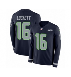 Youth Nike Seattle Seahawks #16 Tyler Lockett Limited Navy Blue Therma Long Sleeve NFL Jersey