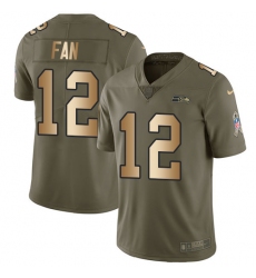 Men's Nike Seattle Seahawks 12th Fan Limited Olive/Gold 2017 Salute to Service NFL Jersey