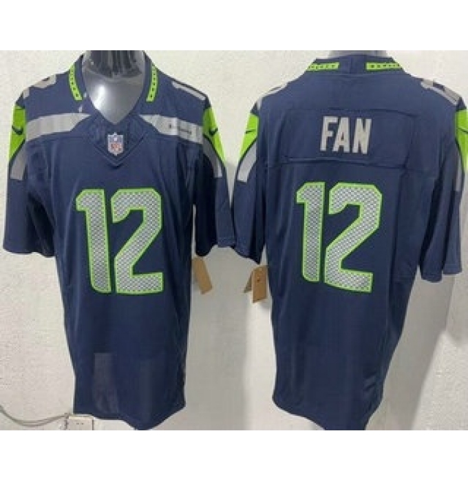 Men's Seattle Seahawks #12 Fan Limited Navy FUSE Vapor Jersey