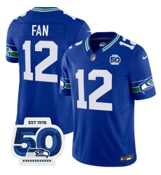 Men's Seattle Seahawks #12 Fan Royal 2025 F.U.S.E 50th Anniversary Throwback Vapor Limited Football Stitched Jersey