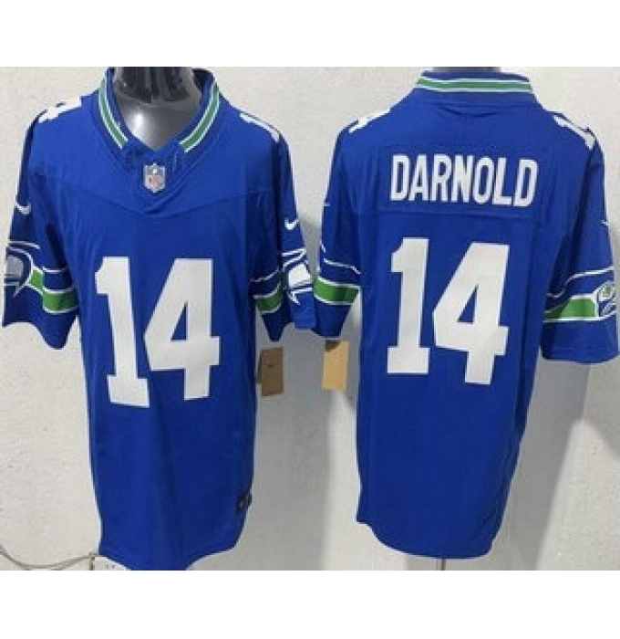 Men's Seattle Seahawks #14 Sam Darnold Limited Blue FUSE Vapor Jersey