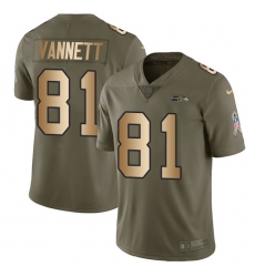 Men's Nike Seattle Seahawks #81 Nick Vannett Limited Olive/Gold 2017 Salute to Service NFL Jersey