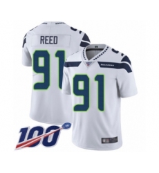 Youth Seattle Seahawks #91 Jarran Reed White Vapor Untouchable Limited Player 100th Season Football Jersey