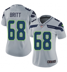 Women's Nike Seattle Seahawks #68 Justin Britt Grey Alternate Vapor Untouchable Limited Player NFL Jersey
