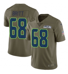 Youth Nike Seattle Seahawks #68 Justin Britt Limited Olive 2017 Salute to Service NFL Jersey