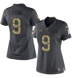 Women's Nike Seattle Seahawks #9 Jon Ryan Limited Black 2016 Salute to Service NFL Jersey
