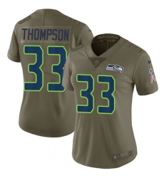 Women's Nike Seattle Seahawks #33 Tedric Thompson Limited Olive 2017 Salute to Service NFL Jersey