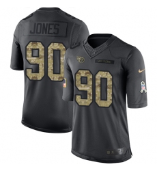 Men's Nike Tennessee Titans #90 DaQuan Jones Limited Black 2016 Salute to Service NFL Jersey