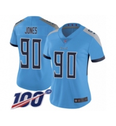 Women's Tennessee Titans #90 DaQuan Jones Light Blue Alternate Vapor Untouchable Limited Player 100th Season Football Jersey