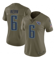 Women's Nike Tennessee Titans #6 Brett Kern Limited Olive 2017 Salute to Service NFL Jersey