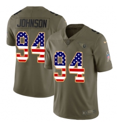 Youth Nike Tennessee Titans #94 Austin Johnson Limited Olive/USA Flag 2017 Salute to Service NFL Jersey