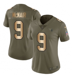 Women's Nike Tennessee Titans #9 Steve McNair Limited Olive/Gold 2017 Salute to Service NFL Jersey