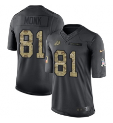 Men's Nike Washington Redskins #81 Art Monk Limited Black 2016 Salute to Service NFL Jersey