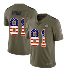 Men's Nike Washington Redskins #81 Art Monk Limited Olive/USA Flag 2017 Salute to Service NFL Jersey