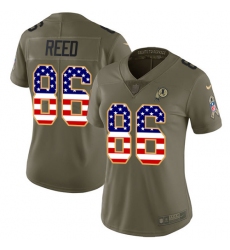 Women's Nike Washington Redskins #86 Jordan Reed Limited Olive/USA Flag 2017 Salute to Service NFL Jersey