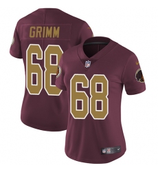 Women's Nike Washington Redskins #68 Russ Grimm Elite Burgundy Red/Gold Number Alternate 80TH Anniversary NFL Jersey