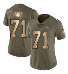 Women's Nike Washington Redskins #71 Charles Mann Limited Olive/Gold 2017 Salute to Service NFL Jersey
