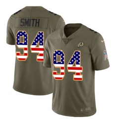 Youth Nike Washington Redskins #94 Preston Smith Limited Olive/USA Flag 2017 Salute to Service NFL Jersey