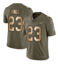 Men's Nike Washington Redskins #23 DeAngelo Hall Limited Olive/Gold 2017 Salute to Service NFL Jersey