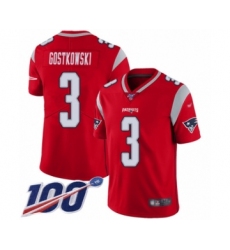 Youth New England Patriots #3 Stephen Gostkowski Limited Red Inverted Legend 100th Season Football Jersey