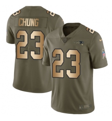 Men's Nike New England Patriots #23 Patrick Chung Limited Olive/Gold 2017 Salute to Service NFL Jersey