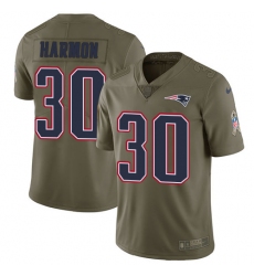 Men's Nike New England Patriots #30 Duron Harmon Limited Olive 2017 Salute to Service NFL Jersey