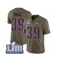 Men's Nike New England Patriots #39 Montee Ball Limited Olive 2017 Salute to Service Super Bowl LIII Bound NFL Jersey