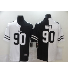 Men's Pittsburgh Steelers #90 T. J. Watt Black White Limited Split Fashion Football Jersey
