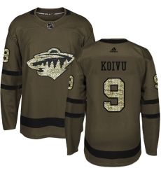 Youth Adidas Minnesota Wild #9 Mikko Koivu Authentic Green Salute to Service NHL Jersey
