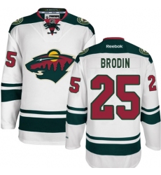Women's Reebok Minnesota Wild #25 Jonas Brodin Authentic White Away NHL Jersey